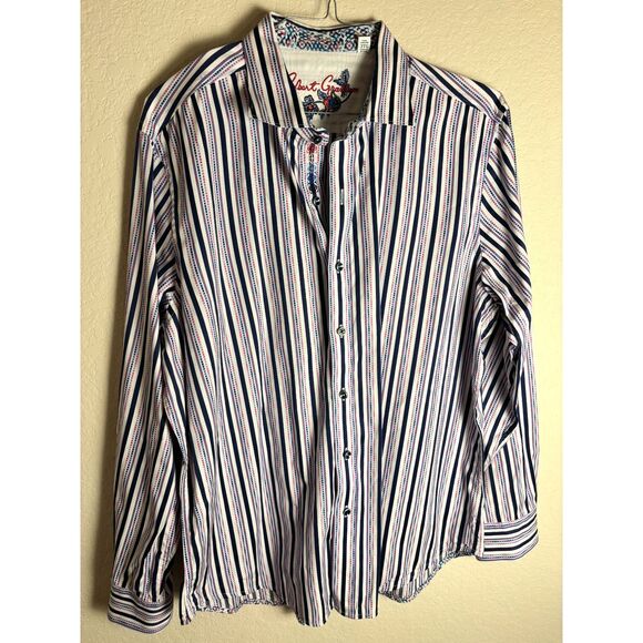 Robert Graham Other - Robert Graham Men's Size 2XL Blue Stripe Flip Collar & Cuff Button Shirt XXL